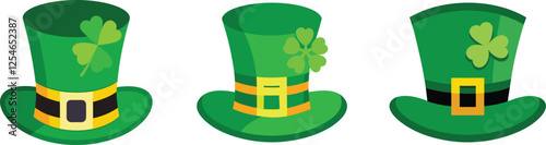 st patricks day leprechaun hat set vector, vector and illustration, vector style 