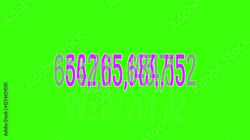 Counting from 0 to one Trillion, business digital number on graphic element motion graphic on green screen background. Copy Space.	