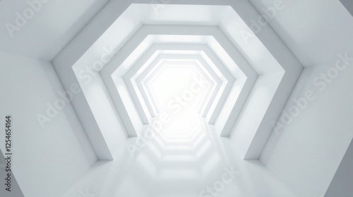 Abstract Hexagonal Corridor A Bright, Clean, and Modern Architectural Design