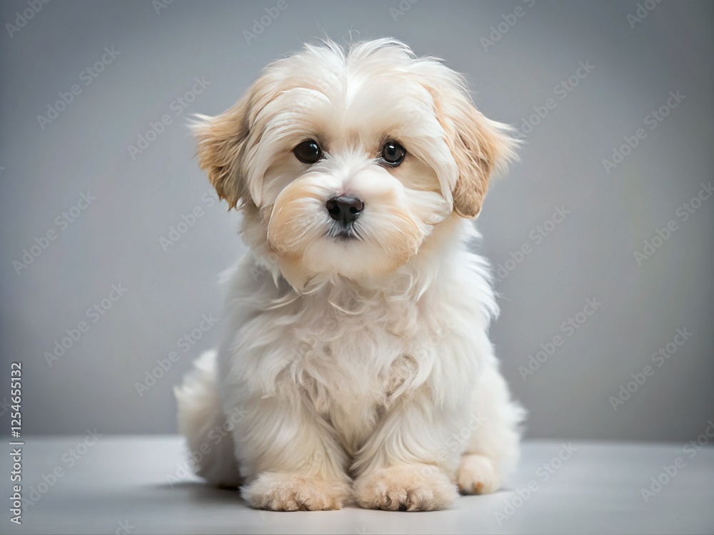 Adorable Havanese Puppy Posing in a Studio - Fluffy White Dog Photo