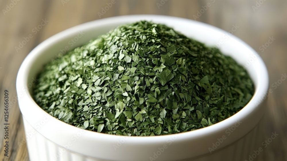 A bowl filled with finely chopped green herbs, commonly used in cooking and seasoning. A bowl filled with finely chopped green herbs, commonly used in cooking and seasoning.