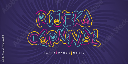 Wallpaper Mural Rijeka Carnival 2025 new colorful handwriten line design typography. Rijeka Carnival logo title on purple background Torontodigital.ca