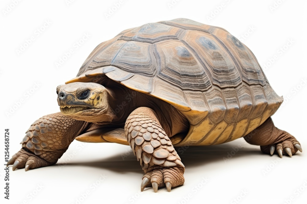 Obraz premium Majestic Old Giant Turtle Isolated on Bright Background, Captivating and Remarkable Detail Showcasing Nature's Amazing Creatures