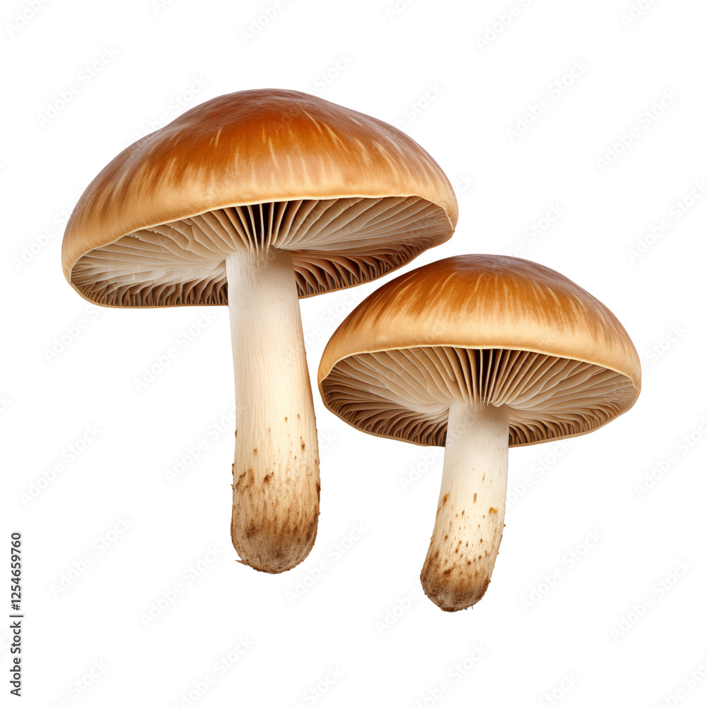 Two Mushrooms isolated on transparent background. Generative ai Two Mushrooms isolated on transparent background. Generative ai