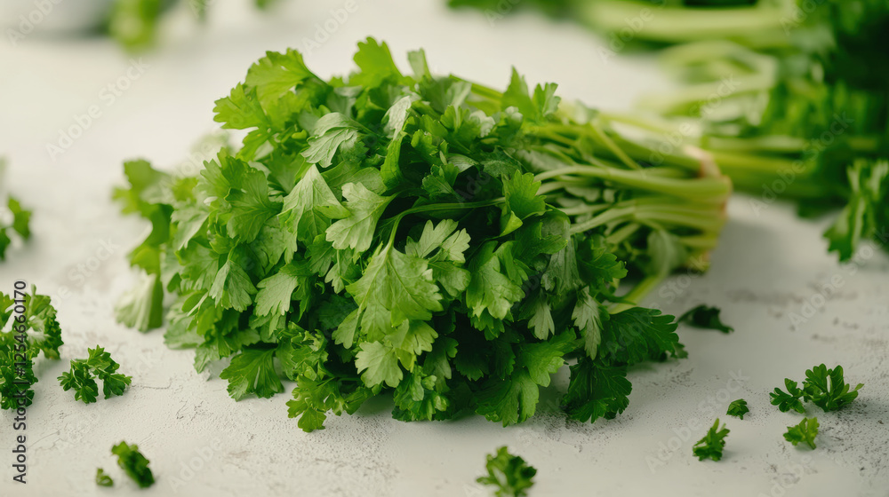 Fresh green cilantro with vibrant leaves, perfect for garnishing dishes and enhancing flavors. Ideal for salads, salsas, and various cuisines Fresh green cilantro with vibrant leaves, perfect for garnishing dishes and enhancing flavors. Ideal for salads, salsas, and various cuisines