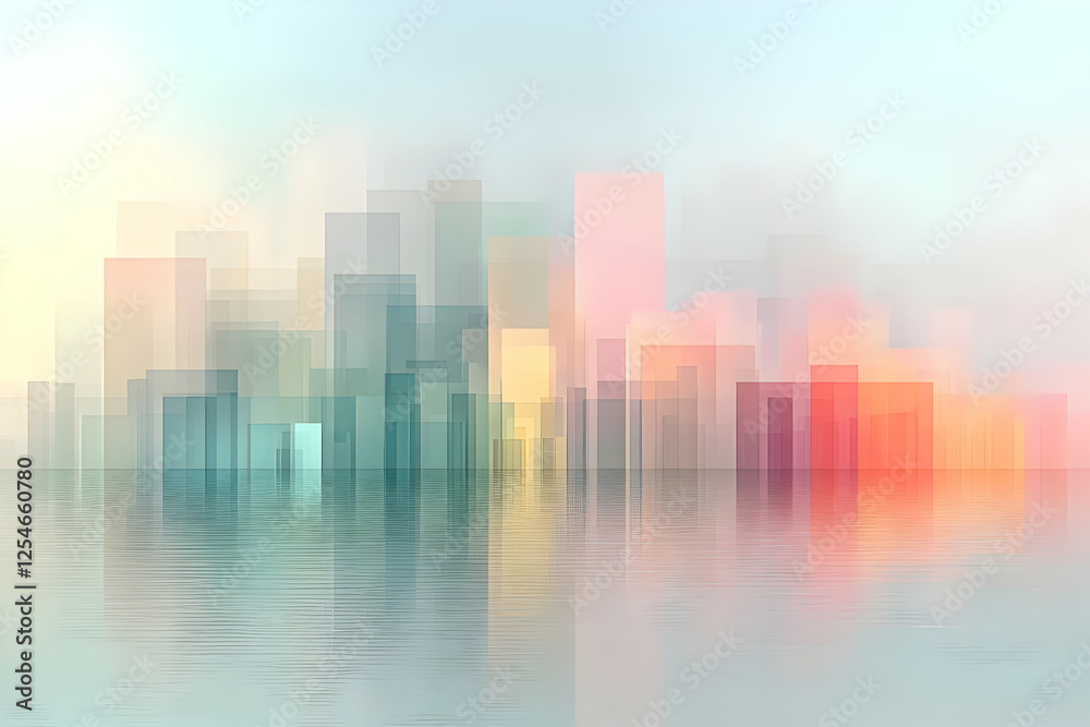 Abstract Cityscape Illustration - Pastel Hues