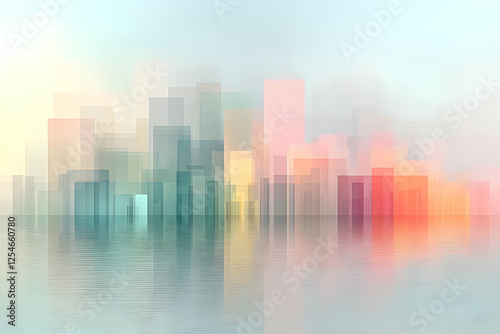 Obraz na płótnie Abstract Cityscape Illustration - Pastel Hues w salonie