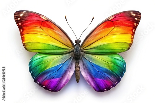 LGBTQ+ Pride Butterfly on White Background - Vibrant Stock Photo