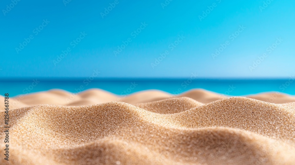Golden sand dunes under a clear blue sky. Golden sand dunes under a clear blue sky.