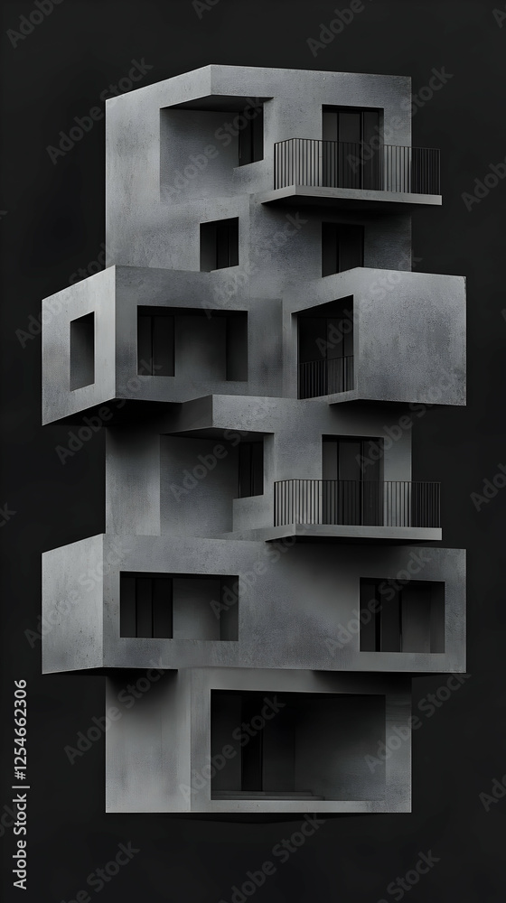 Fototapeta premium Abstract 3D Render of Modern Concrete Building