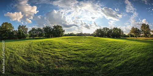 A vibrant patch of lush green grass captured in wide-angle, showcasing fresh blades, soft texture, and natural beauty. Perfect for nature backgrounds, garden themes, and serene landscapes.