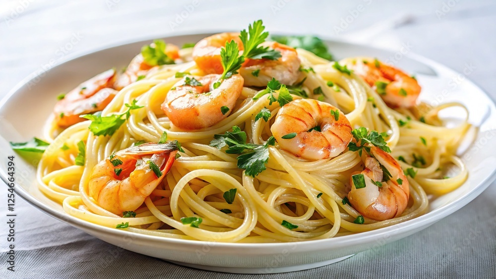 Minimalist Shrimp Scampi Pasta: Vibrant Italian Food Photography Minimalist Shrimp Scampi Pasta: Vibrant Italian Food Photography