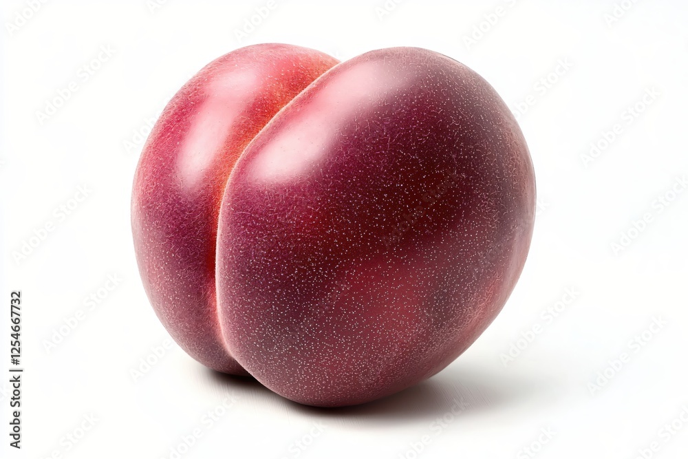 Close up of a Fresh and Ripe Nectarine Fruit with a Smooth Red Skin on White Background Close up of a Fresh and Ripe Nectarine Fruit with a Smooth Red Skin on White Background