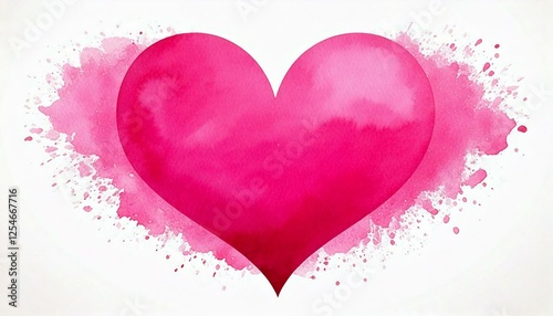 Watercolor pink heart on white background. Watercolor heart. 