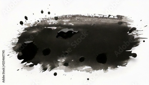 Grunge ink splash. Ink stain on white background. Ink texture.
