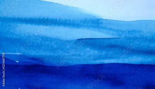 Abstract blue watercolor background. Abstract waves. Abstract sea. Ocean. Watercolor texture.
