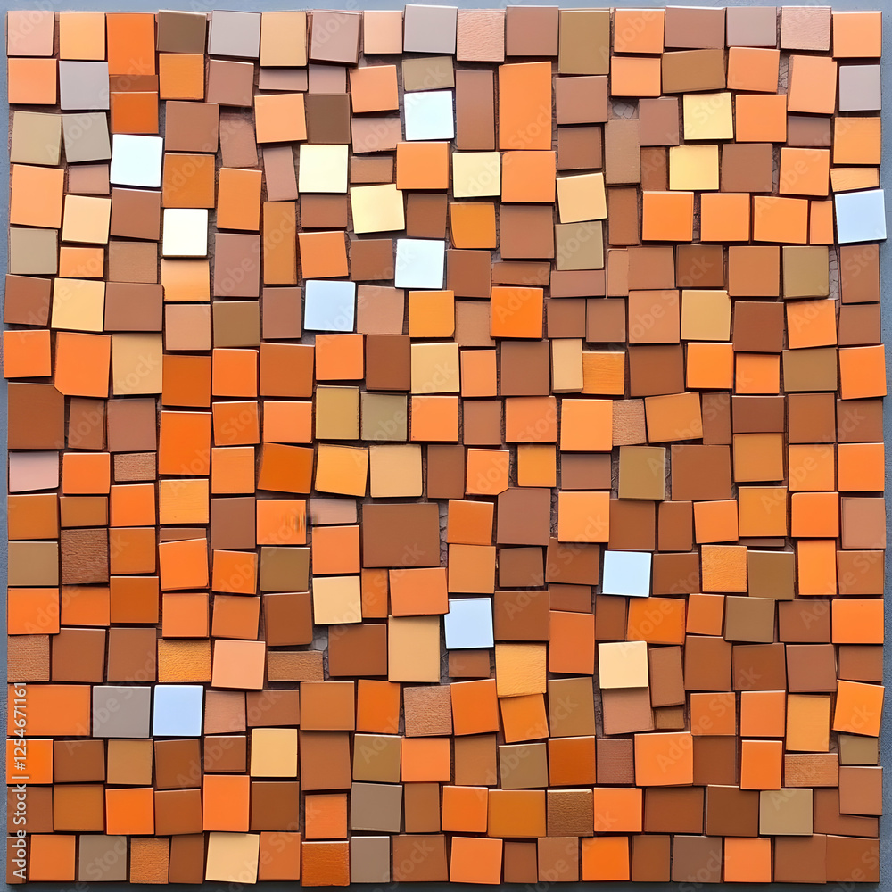 Abstract Orange Square Mosaic Illustration Abstract Orange Square Mosaic Illustration
