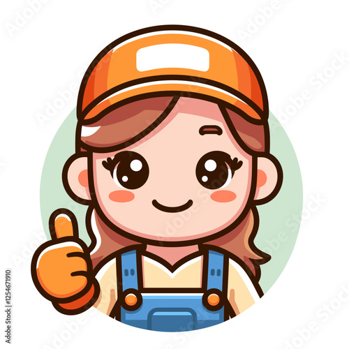 Smiling female construction worker giving thumbs up