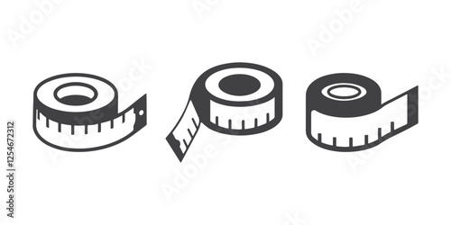 Professional Measuring Tape Icons Silhouette Vector Illustration