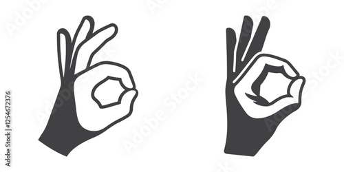 Professional Okay Hand Icons Silhouette Vector Illustration