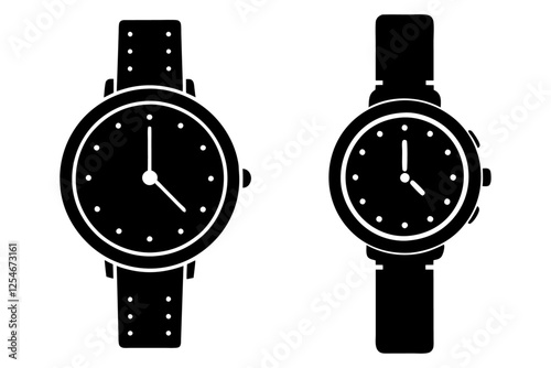 vintage hand watch vector illustration on white background.