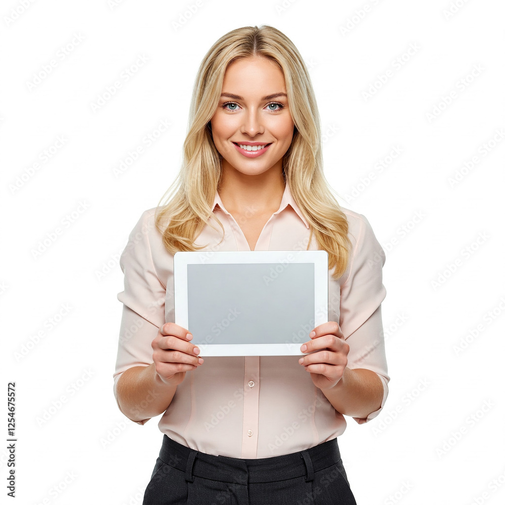 young business woman holding digital tablet. Woman holding a digital tablet isolated on white background. young business woman holding digital tablet. Woman holding a digital tablet isolated on white background.