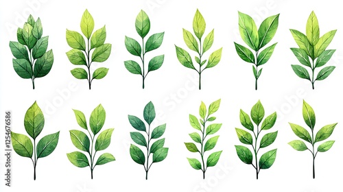 Wallpaper Mural A collection of various green leaves illustrated in different shapes and sizes, showcasing nature's diversity Torontodigital.ca