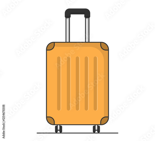 Orange plastic travel suitcase on white background, vector eps10 illustration