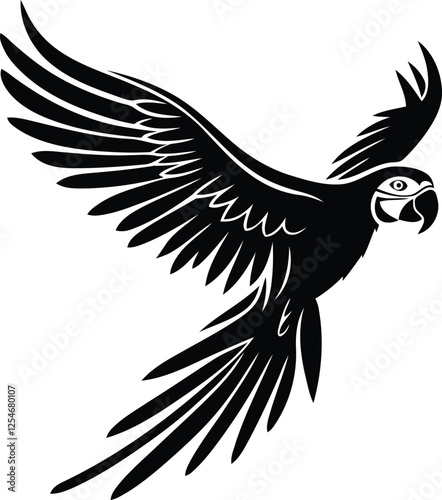 Parrot Macaw premium quality silhouette and line art vector illustration, Parrot Macaw vector icon design