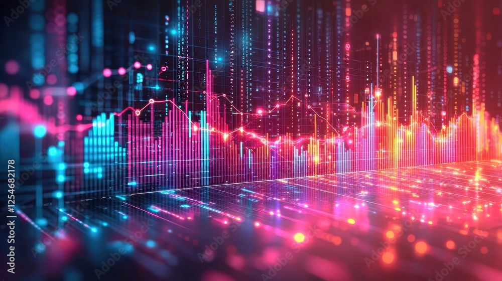 Obraz premium Innovative data visualization of financial trends in a tech-driven world