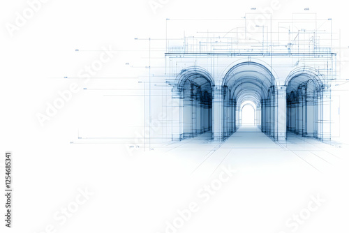 Obraz na płótnie Architectural Blueprint 3D Illustration w salonie