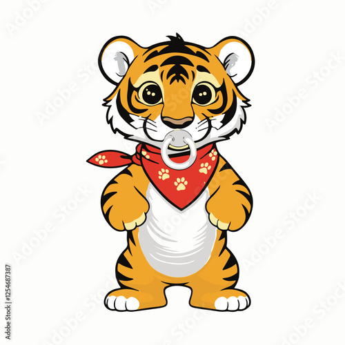 Little Tiger's First Day Out: With a Pacifier and a Cute Red Bandana