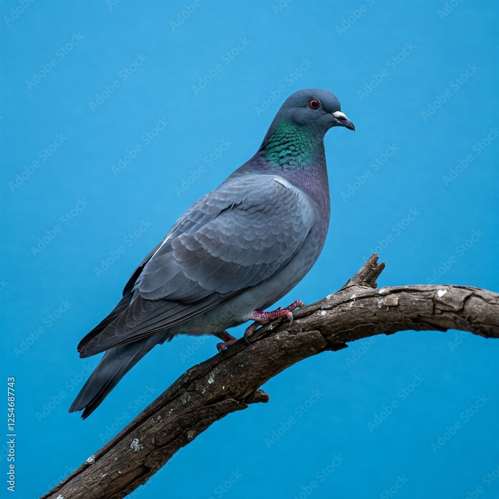 Naklejka premium Pigeons are carnivorous birds that eat grains. They also consume seeds, fruits, plants, etc. Pigeons are very healthy and clean creatures.