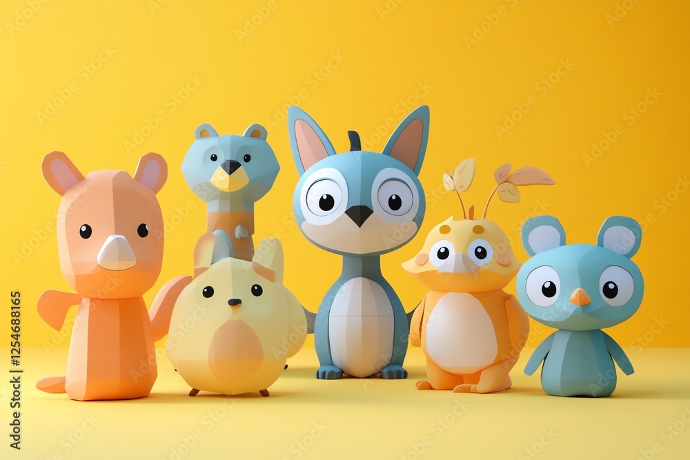 Naklejka premium Adorable flat cartoon animals for toddlers! Bright, playful, and simple designs perfect for kids' nursery art, educational materials, and fun projects. Ideal for microstock