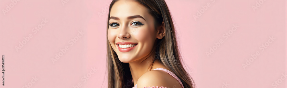 Obraz premium beauty girl banner skincare and cosmetic product