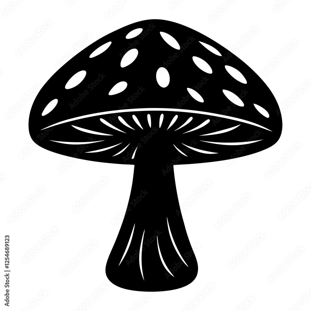 mushroom silhouette illustration on white background mushroom silhouette illustration on white background