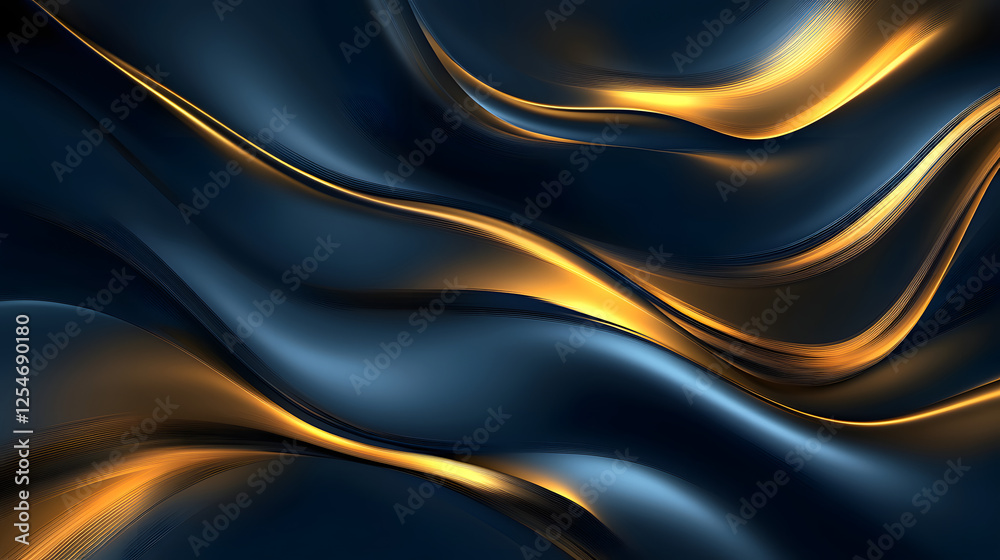 Dark blue and gold background with wavy pattern creating a fluid visual effect Dark blue and gold background with wavy pattern creating a fluid visual effect