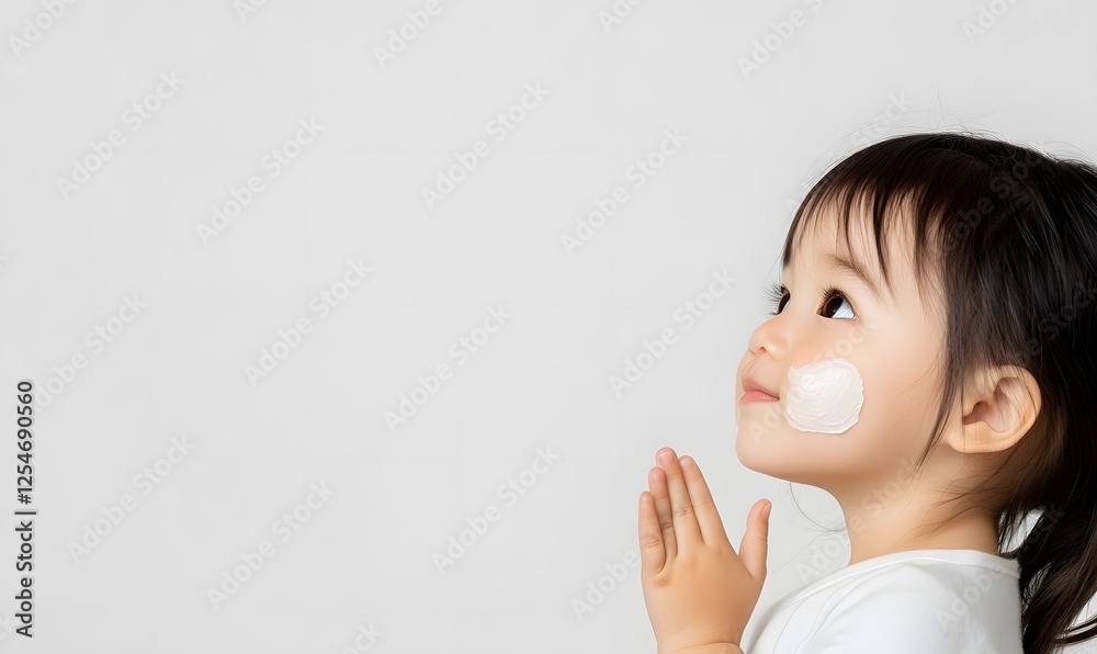 Young Asian girl applying cream to her face with her hands, Generative AI Young Asian girl applying cream to her face with her hands, Generative AI