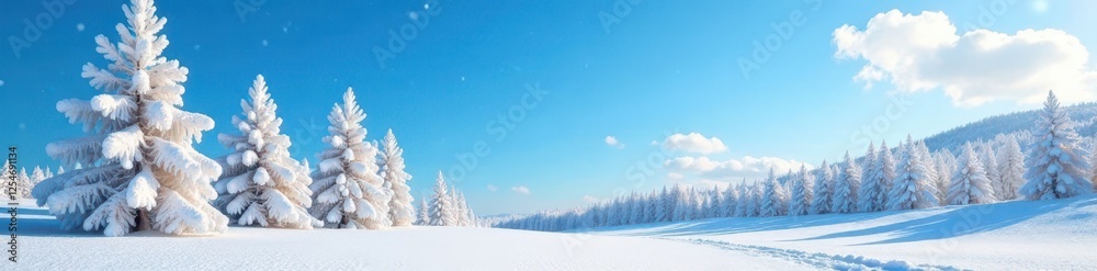 Powdery snow blankets frosted trees, vibrant blue sky backdrop, snow covered, tranquil, untouched Powdery snow blankets frosted trees, vibrant blue sky backdrop, snow covered, tranquil, untouched