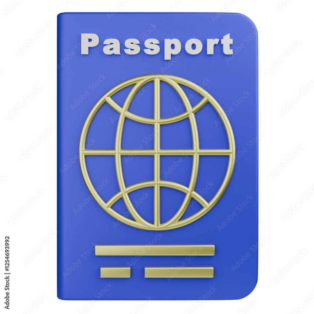 Document ID passport icon. Travel 3d icon. transparent background. Document ID passport icon. Travel 3d icon. transparent background.