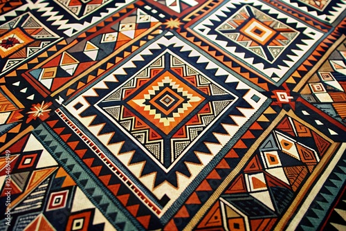 tribal inspired pattern with bold geometric shapes and tribal motifs adding a cultural and ethnic flair to designs