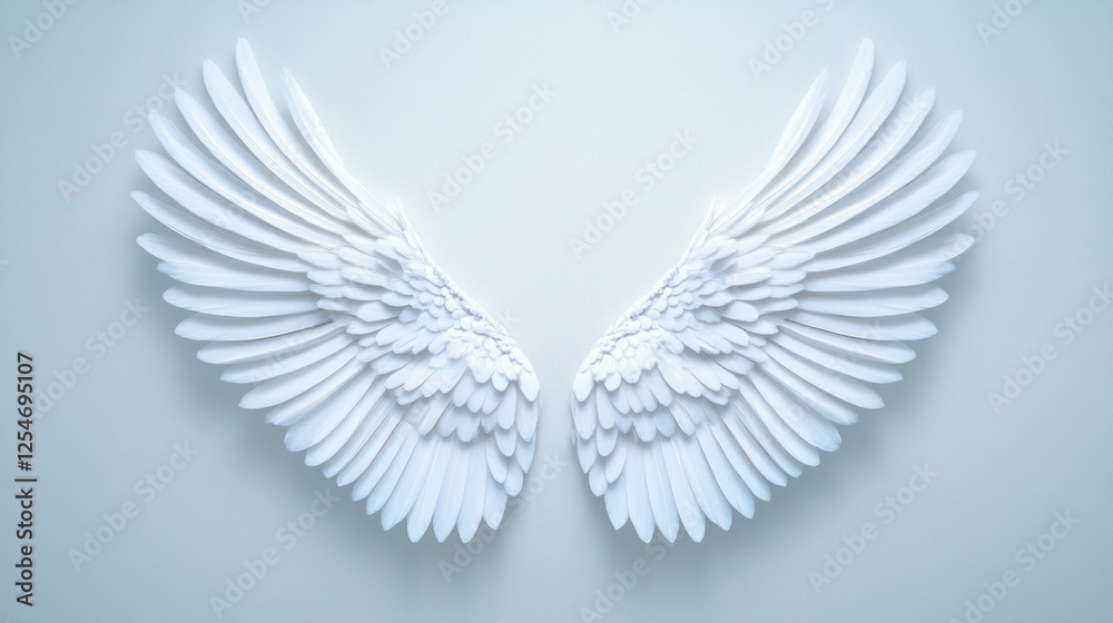 Obraz premium White Feathered Angel Wings Isolated on Background