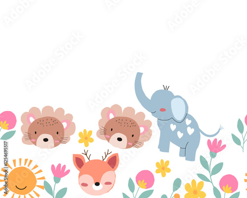 Wallpaper Mural Cute Hand Drawn Animal Background Torontodigital.ca