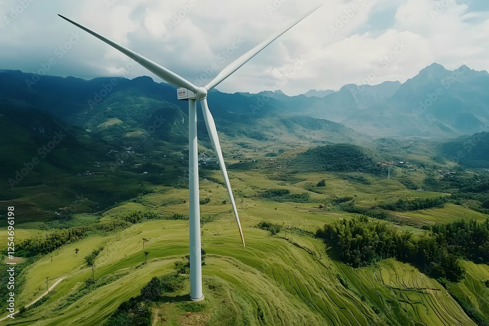 Wind Turbine in Mountainous Rice Terraces Wind Turbine in Mountainous Rice Terraces