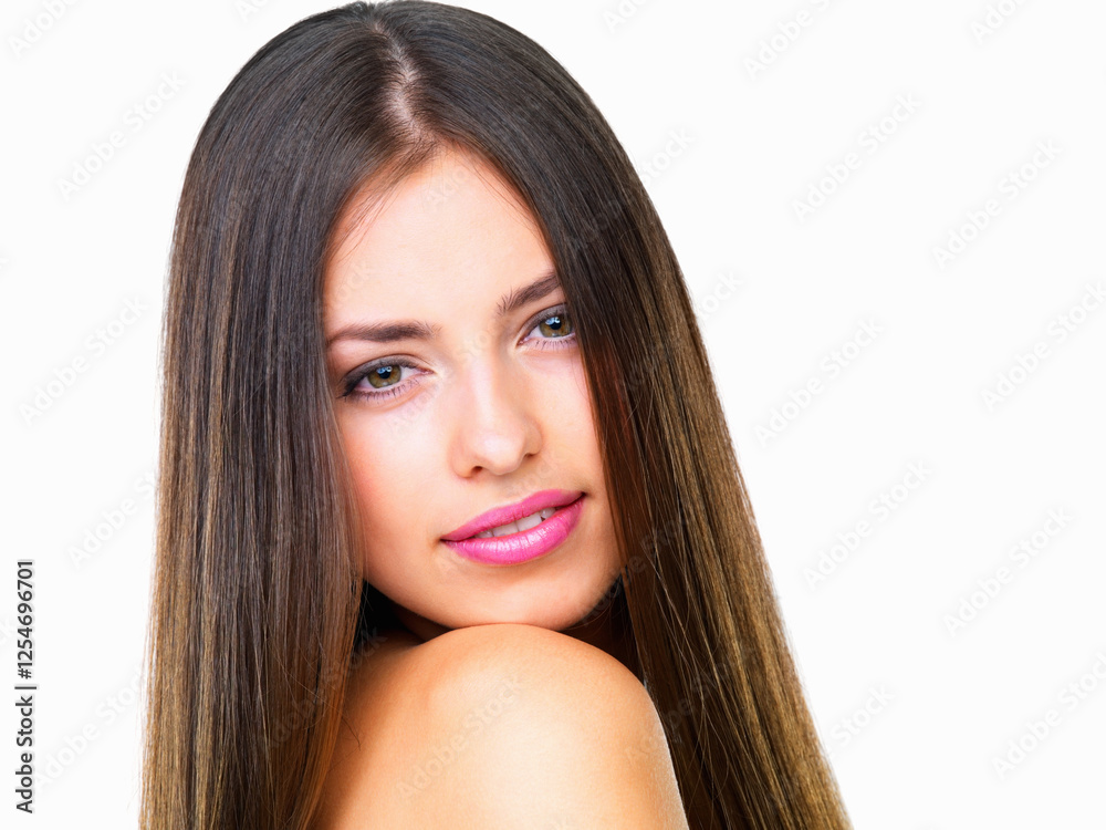 Beauty, portrait and woman in studio space with natural skincare, confidence and facial makeup. Dermatology, cosmetics and face of girl with care, skin glow and collagen on white background mockup. Beauty, portrait and woman in studio space with natural skincare, confidence and facial makeup. Dermatology, cosmetics and face of girl with care, skin glow and collagen on white background mockup.