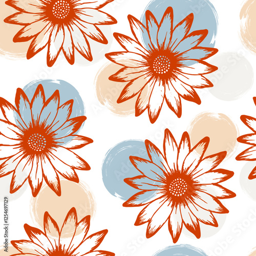 African daisy cute summer repeat rapport. Rudbeckia daisy blossom over circle...