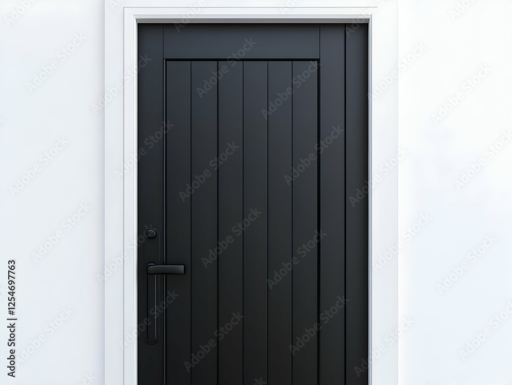 Black Door 3D Illustration White Frame Background Black Door 3D Illustration White Frame Background