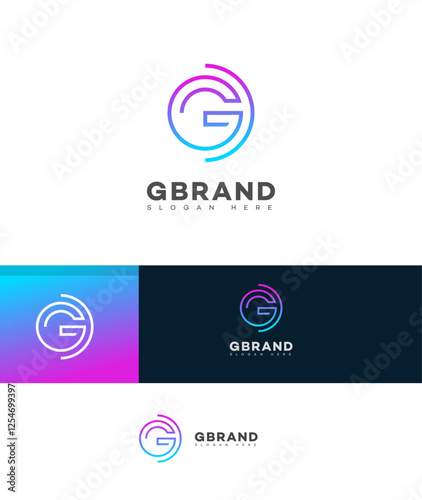 Modern Minimalist G Brand Logo Design Gradient Circle Initial