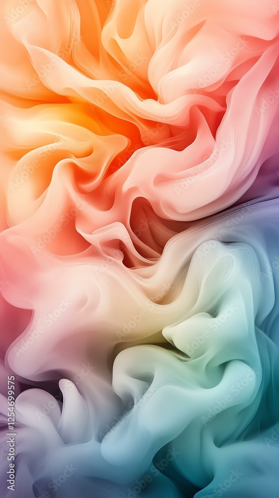 Obraz premium Oxygen overcast billow Abstract flowing colors in soft waves.
