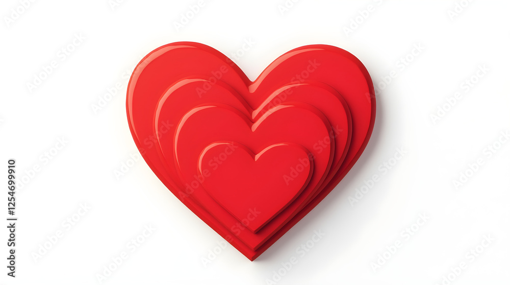 Red Heart Layers: 3D Rendered Stacked Hearts on White Background - Love, Valentine's Day, Romance, Passion, Graphic Design, Abstract Art, Decorative Element Red Heart Layers: 3D Rendered Stacked Hearts on White Background - Love, Valentine's Day, Romance, Passion, Graphic Design, Abstract Art, Decorative Element